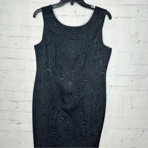 Talbots Black Sleeveless Cocktail Dress /Brocade Fabric